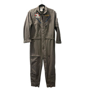 Military Aviator Pilot Flight Suit Embroidered Wolf "Gray Wolves" Jumpsuit Gray